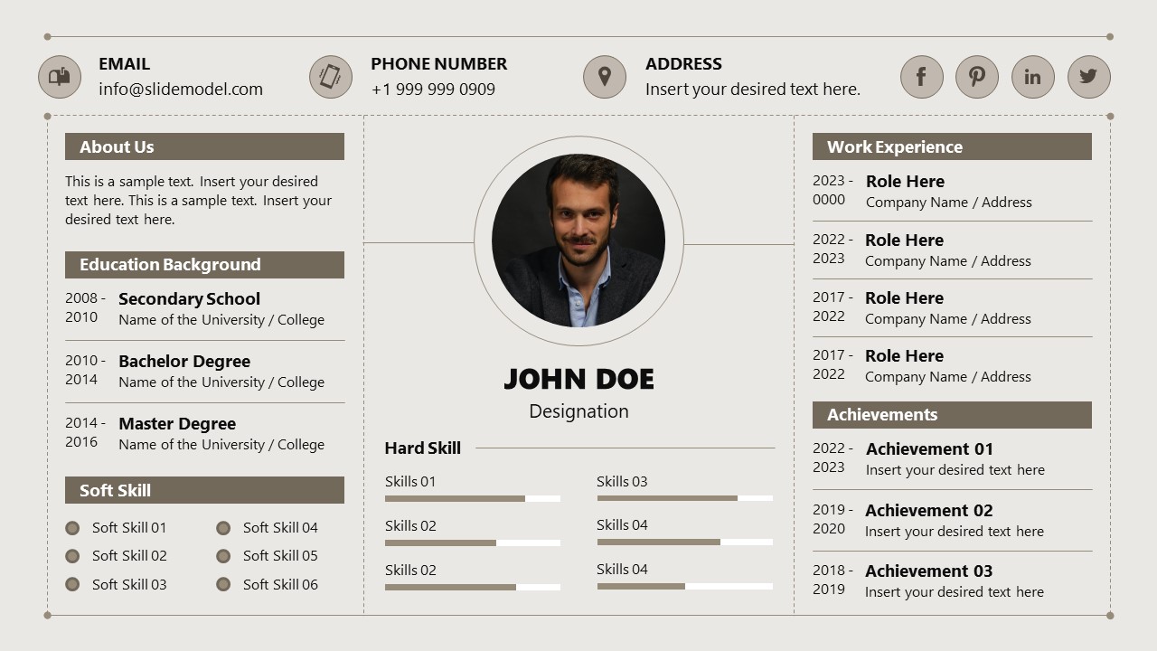 One-page Personal Resume PPT Template