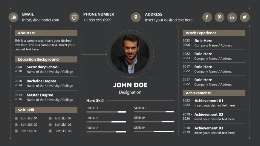 One-page Personal Resume Template Slide