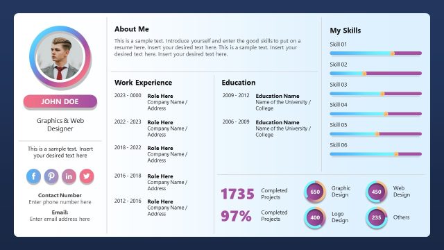 Editable Resume Dashboard Template