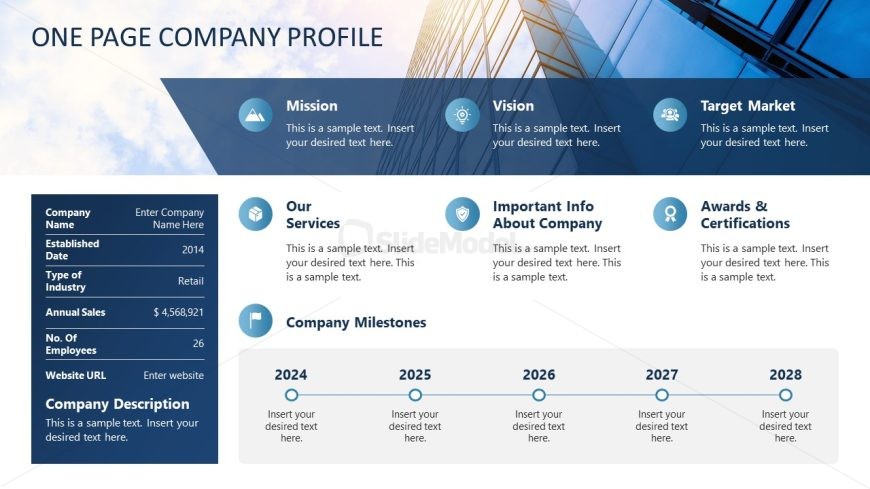 One Page Company Profile PPT Template