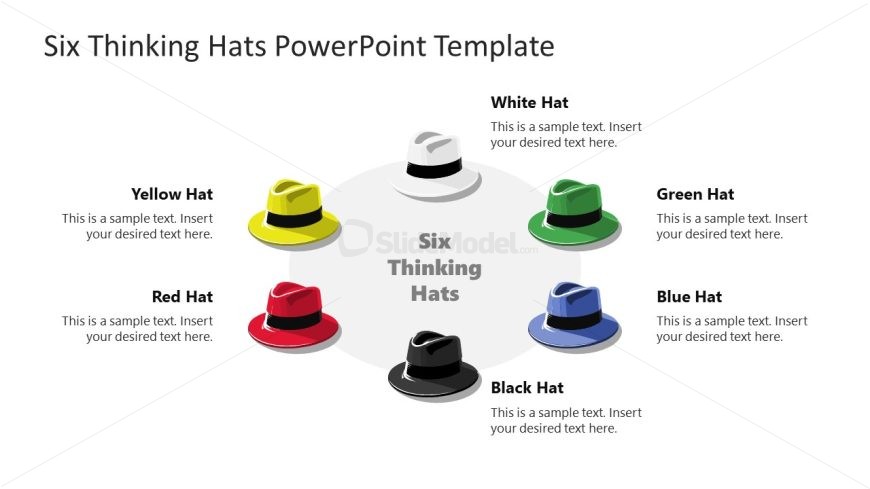 Customizable Six Thinking Hats PPT Template Slide