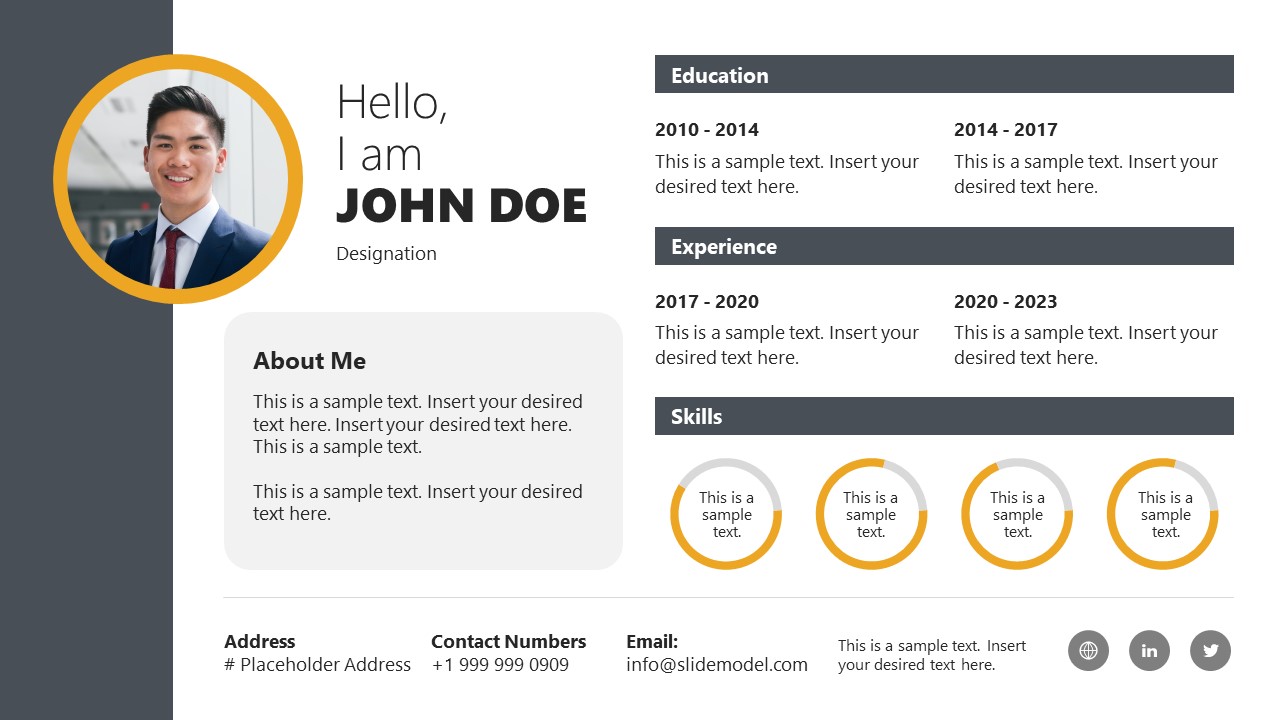 One Slide Resume Template For PowerPoint