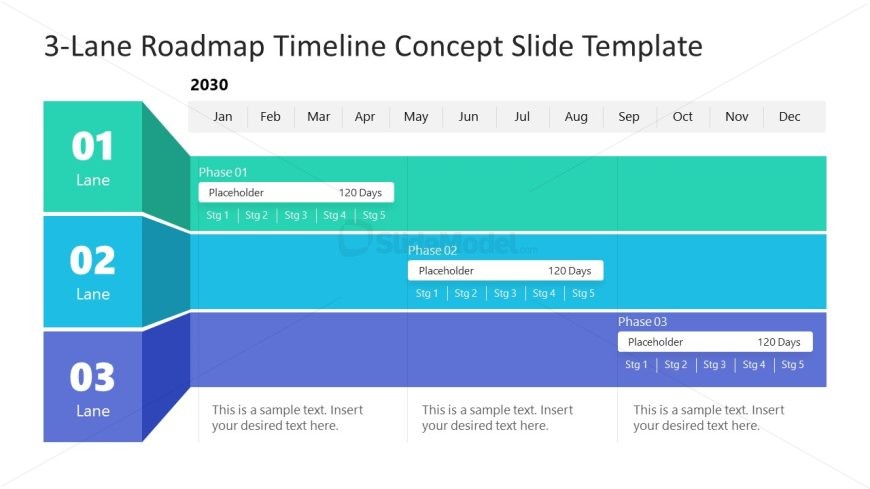 3-Lane Roadmap Timeline Slide Template