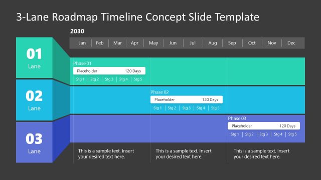 Editable Roadmap Timeline Concept Slide with Dark Background