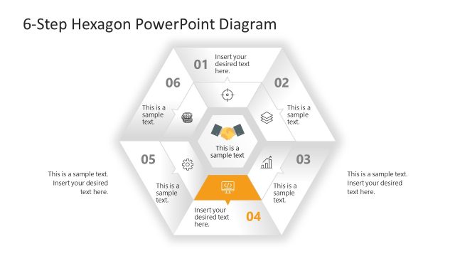 6-Step Hexagon Diagram Slide Template