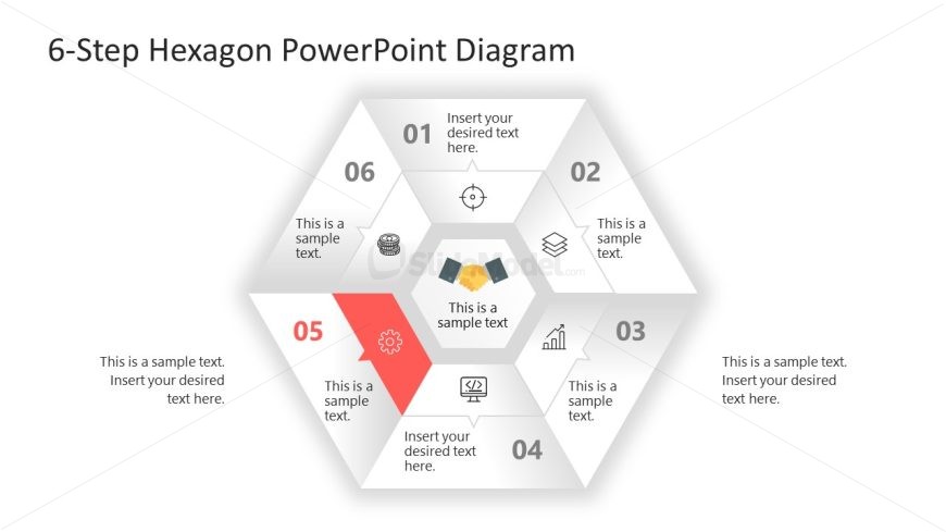 6-Step Hexagon Diagram Slide for Step 5