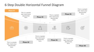 6-Step Horizontal Double Funnel Diagram Presentation Slide 