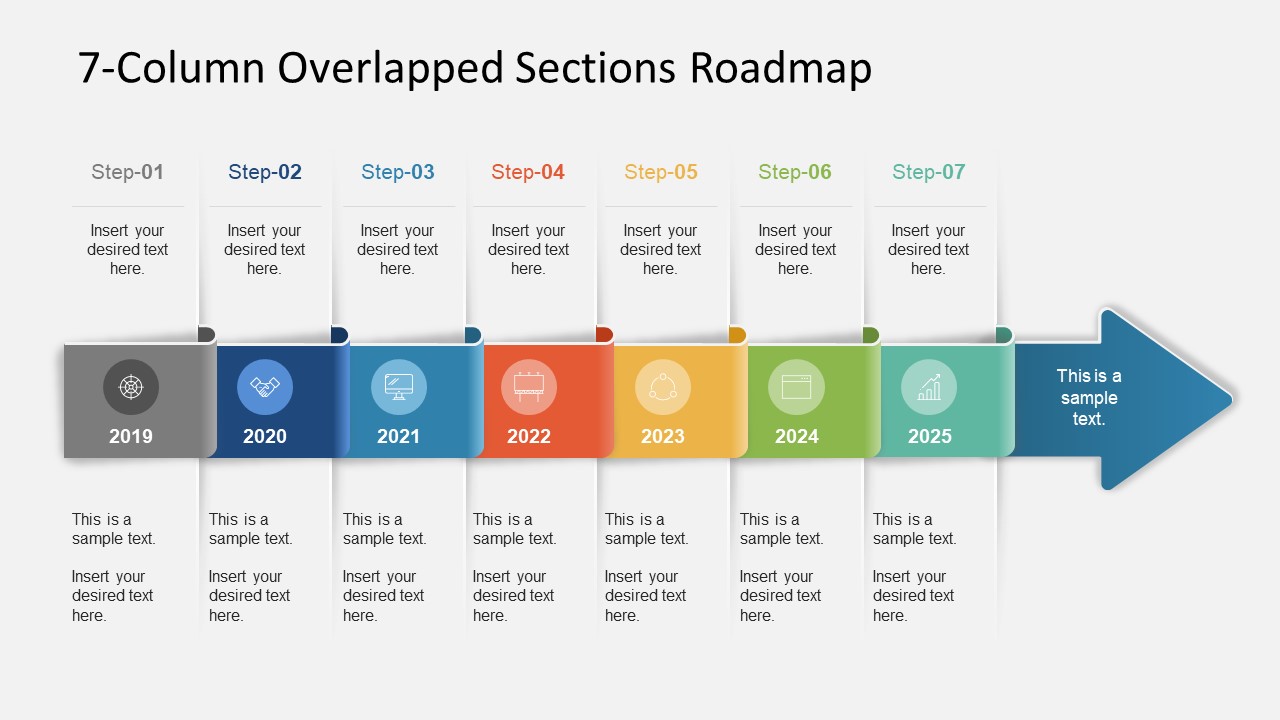 7-Column Overlapped Sections Template for Presentation 