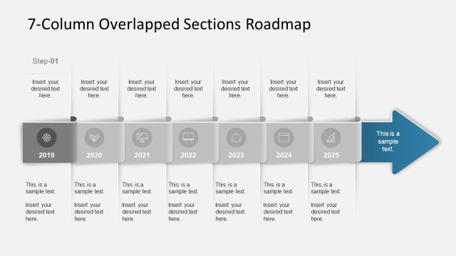 7-Column Overlapped Sections Roadmap Slide