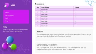 Editable Table Slide for Lab Report Presentation