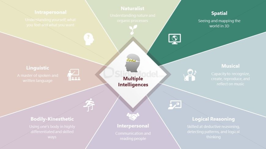 Green Color Highlight on Spatial Segment of Multiple Intelligences Diagram