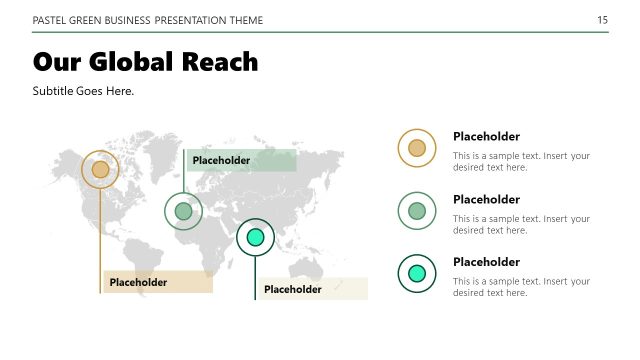 Our Global Reach – Pastel Green Template Slide