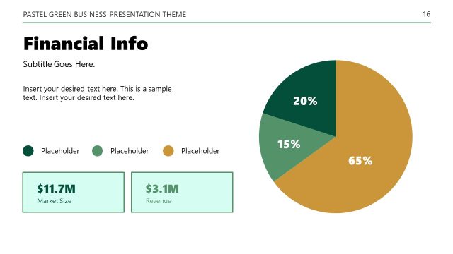 Financial Info Slide with Pie Chart