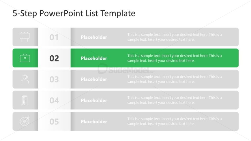 Number Two Item Slide - 5 Step List Template