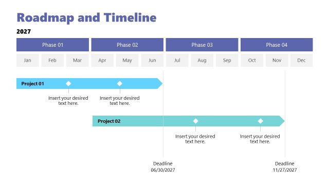 Horizontal Roadmap and Timeline PowerPoint Template Slide