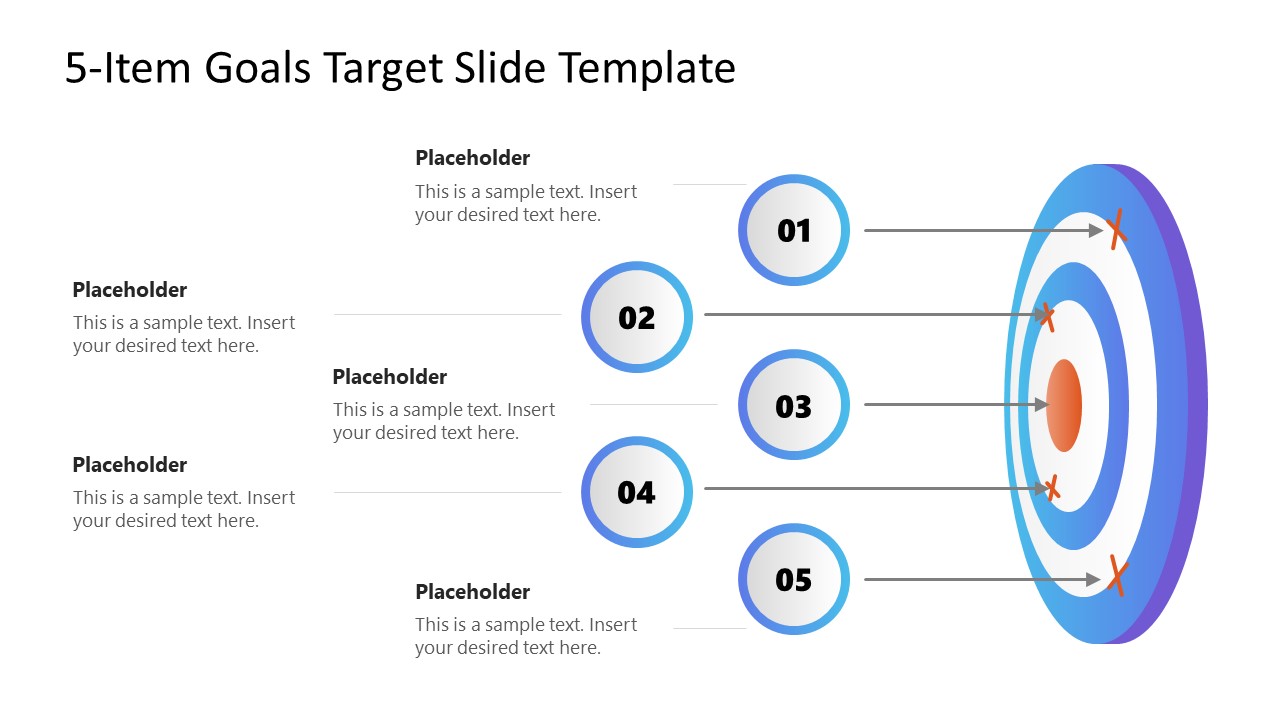 5-Item Goal Target Template for PowerPoint