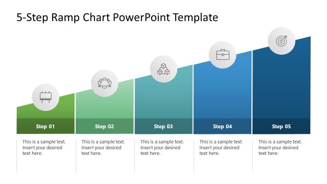 PPT Slide Template with Five Step Ramp Chart