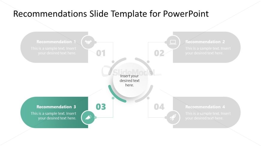 4-Item Recommendations PPT Presentation Slide