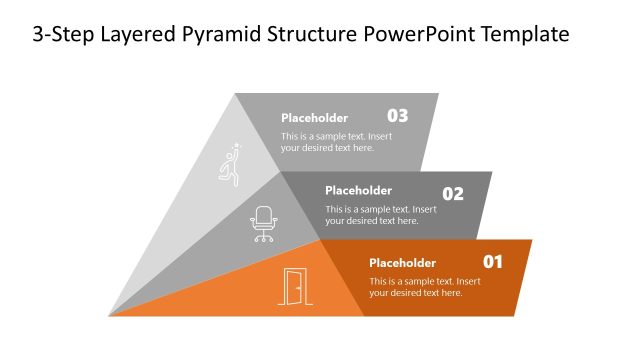 Animated 3-Step Layered Pyramid Structure PowerPoint Slide