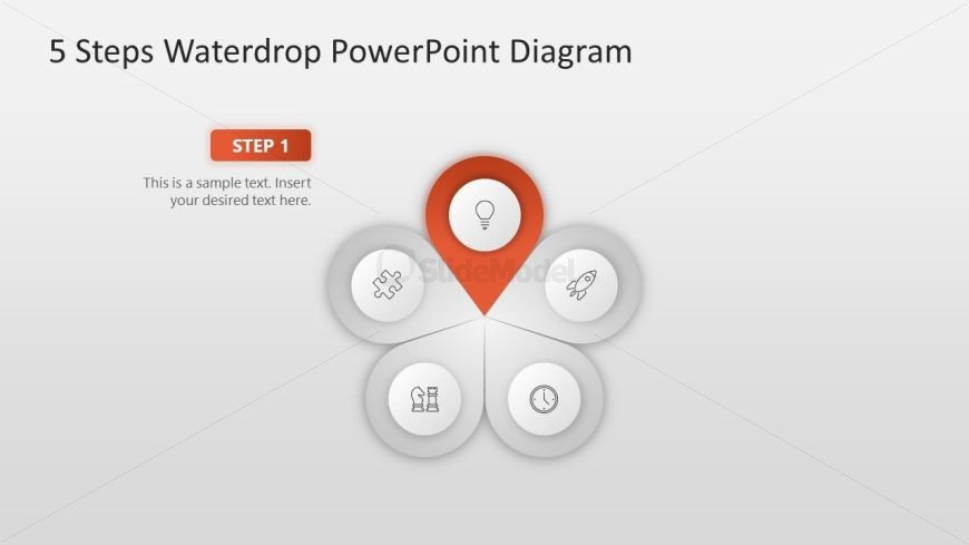 Customizable 5 Steps Waterdrop Infographic PPT Template