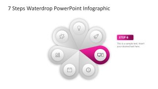 Editable Waterdrop Diagram Slide with Step 5 Section Highlight