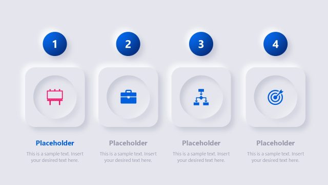 Animated 4 Steps Neumorphic PowerPoint Diagram