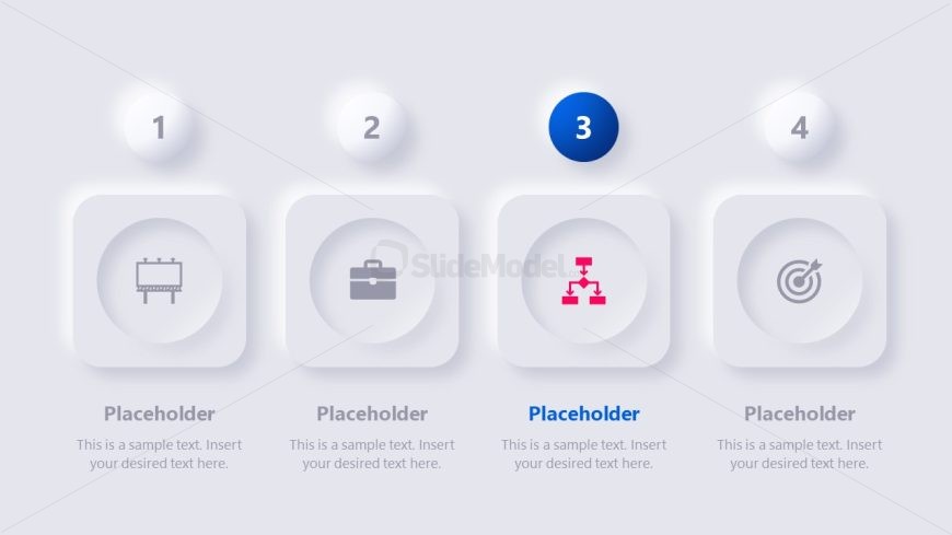 4 Steps Neumorphic Template for PowerPoint