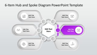 Editable 6-Item Hub & Spoke Diagram Slide