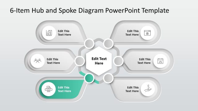 Customizable 6-Item Hub & Spoke PPT Template