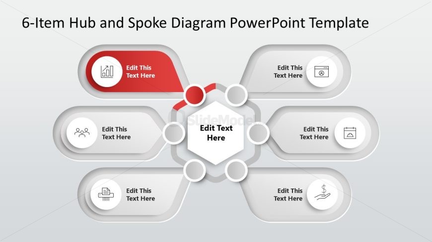 Customizable Hub & Spoke PPT Presenation Slide