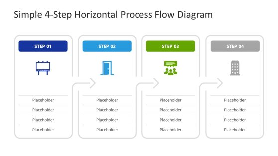 Simple 4-Step Horizontal Process Flow Diagram PowerPoint Template
