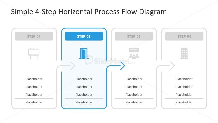 4-Step Horizontal Process Flow PPT Slide 