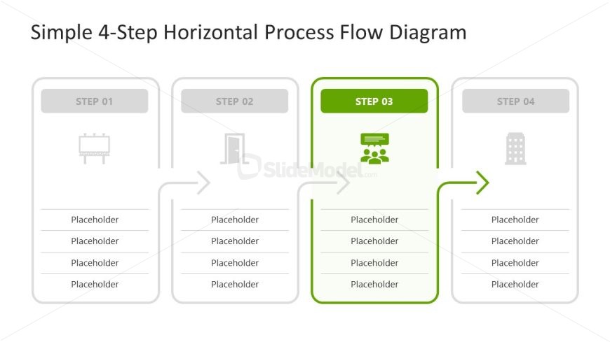 Step 3 - Editable 4-Step Horizontal Process Diagram Template