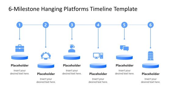 PPT Template for 6-Milestone Hanging Platforms Timeline