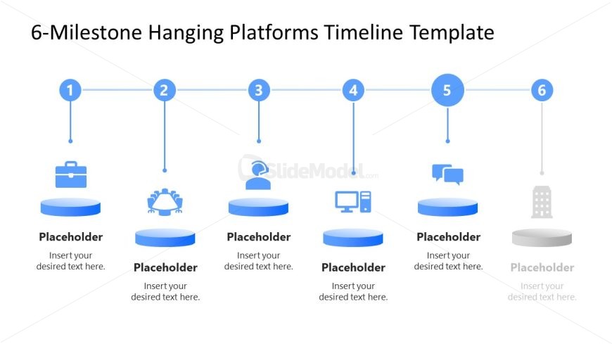 Customizable Hanging Platforms Timeline PPT Template  