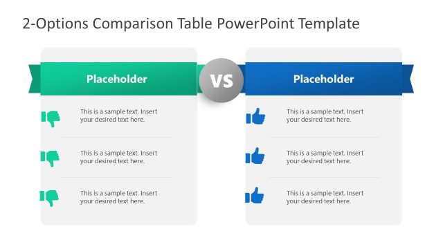 2-Options Comparison Table Slide Template