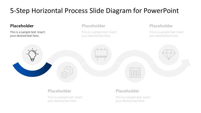 First Step Spotlight Slide – 5-Step Horizontal Process Diagram