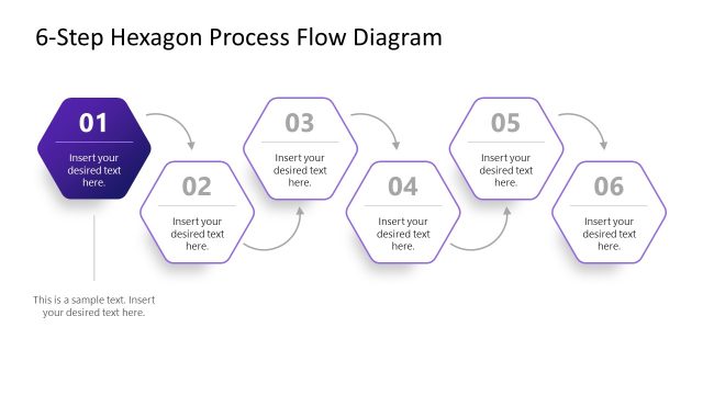 6-Step Hexagon Process Flow Diagram for PPT