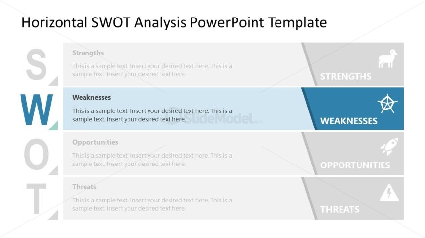Horizontal SWOT Slide Template