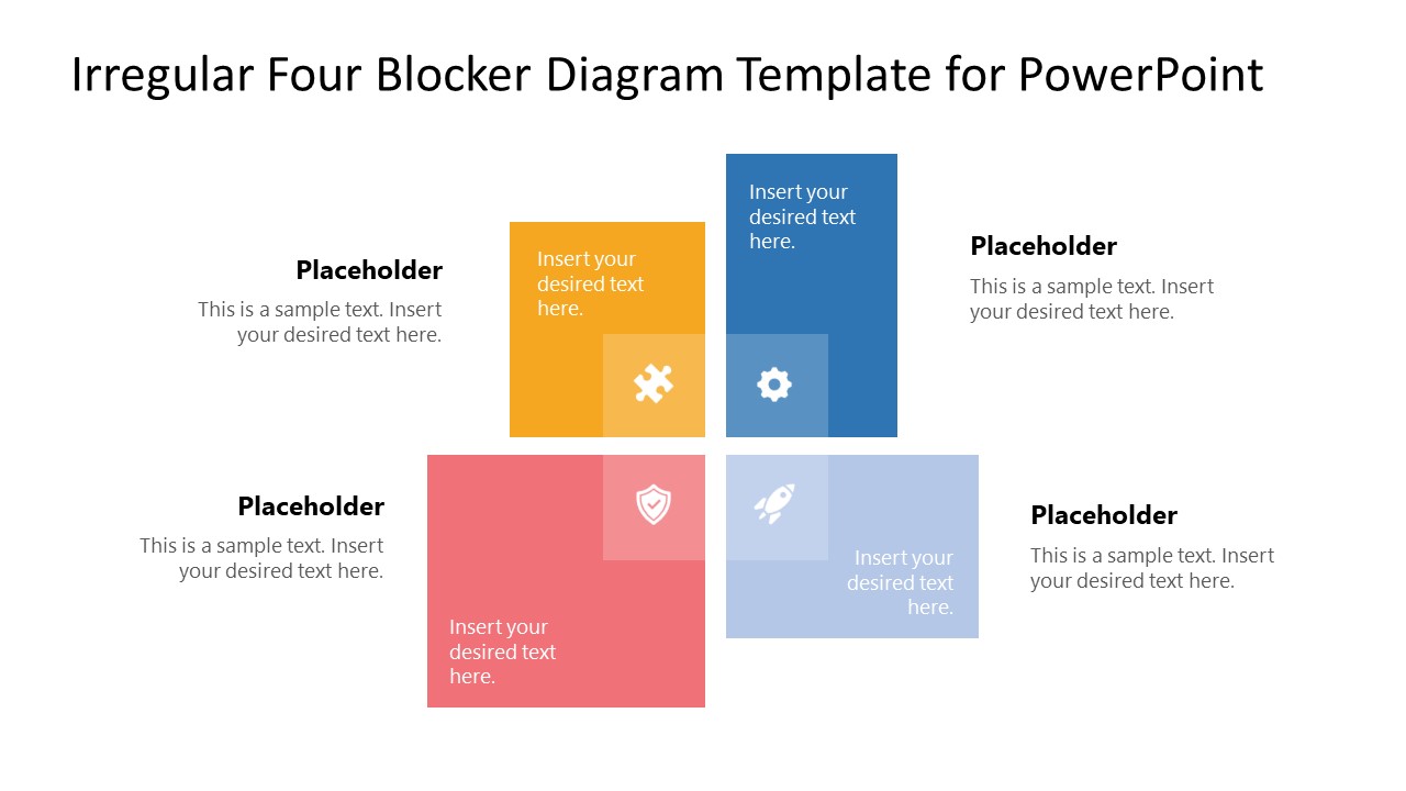 Editable Irregular Four Blocker Diagram Slide