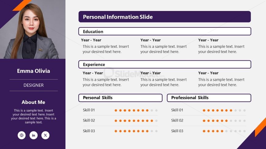 Personal Information Slide Template for PowerPoint