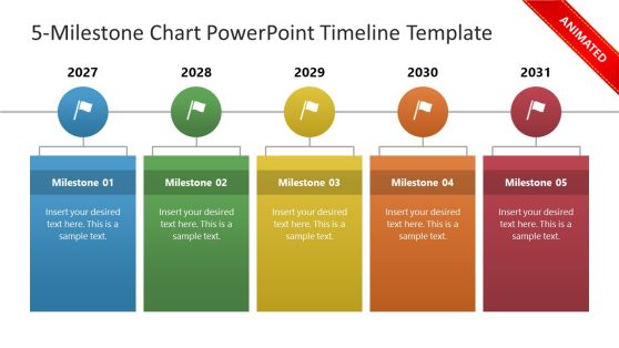 Editable 5-Milestone Chart PowerPoint Slide