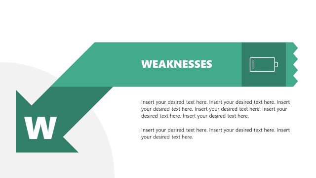 Weaknesses Slide – Arrows Template for SWOT Analysis