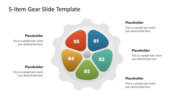 5-Item Gear Diagram PowerPoint Template