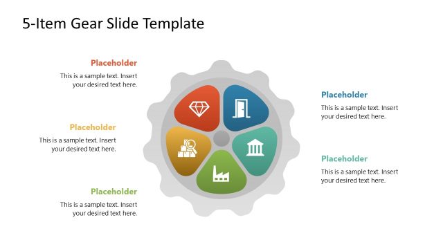 5-Item Gear Diagram Presentation Template