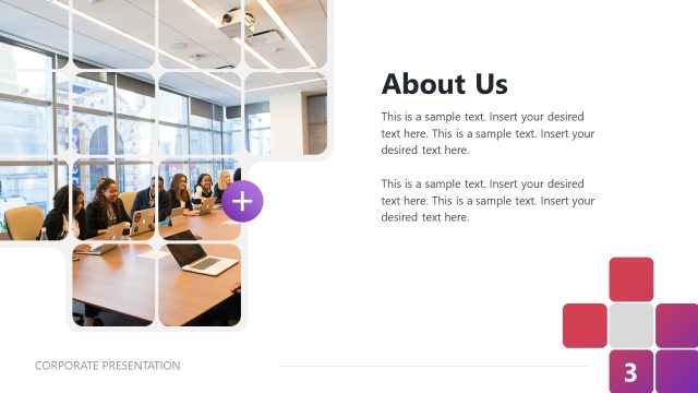 About Us Slide with Photo Grid Design
