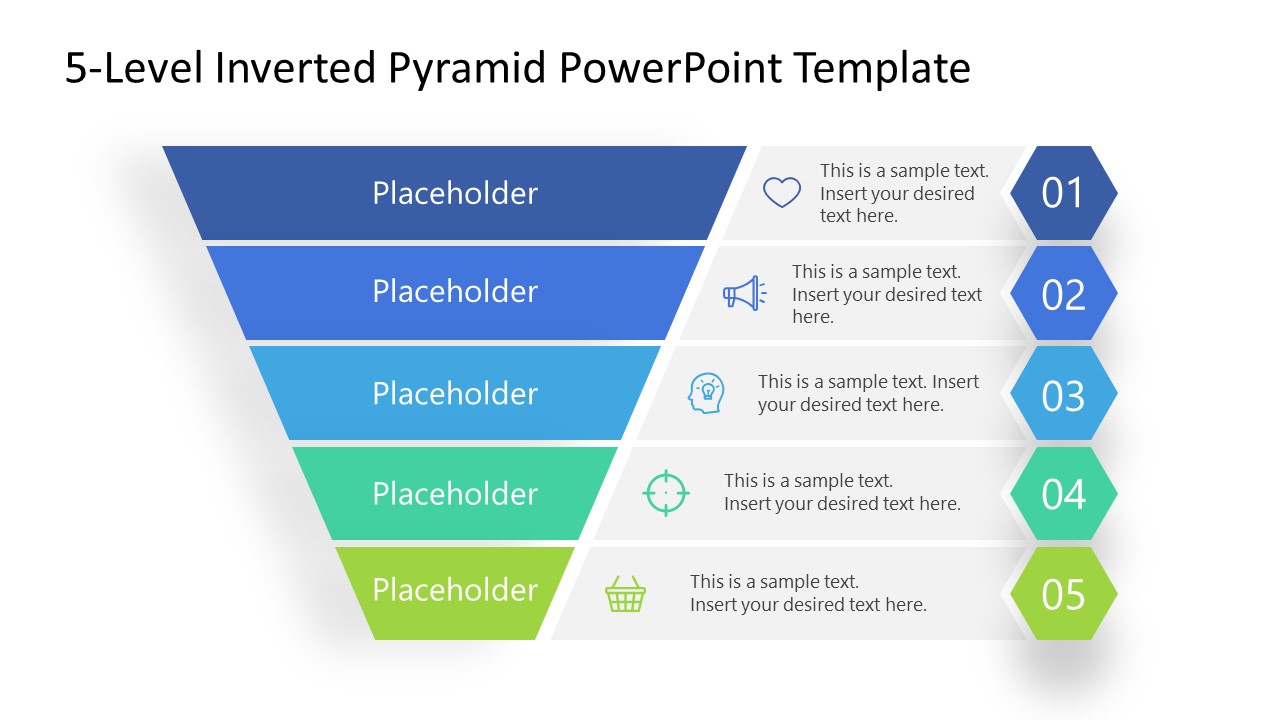 Five Level Inverted Pyramid Template for PowerPoint