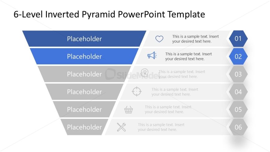 Customizable 6-Level Inverted Pyramid PPT Template