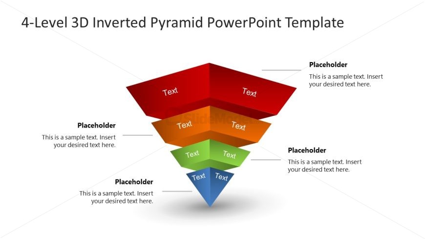 4-Level 3D Inverted Pyramid PowerPoint Slide