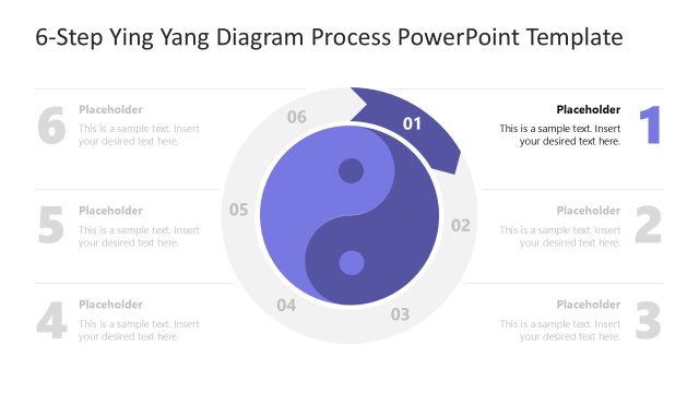 6-Step Ying Yang Style Diagram PowerPoint Slide